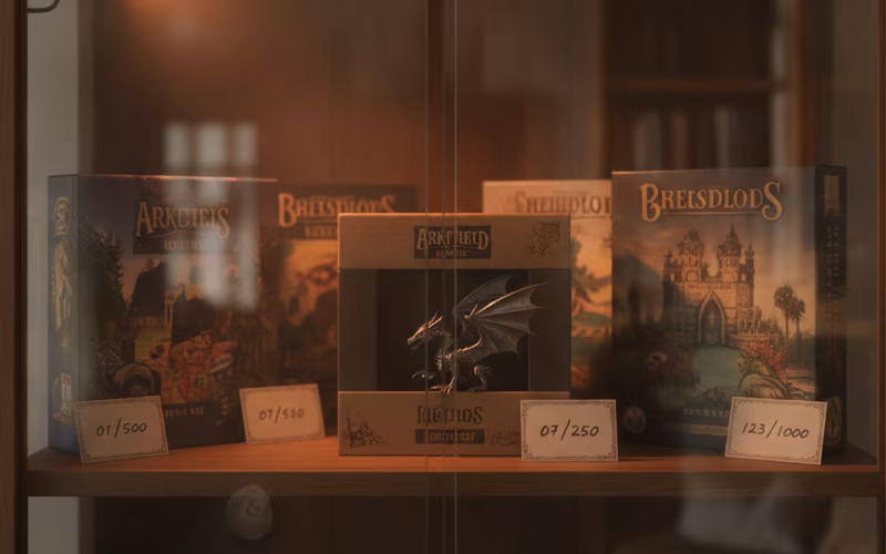 Glass cabinet of limited edition board games
