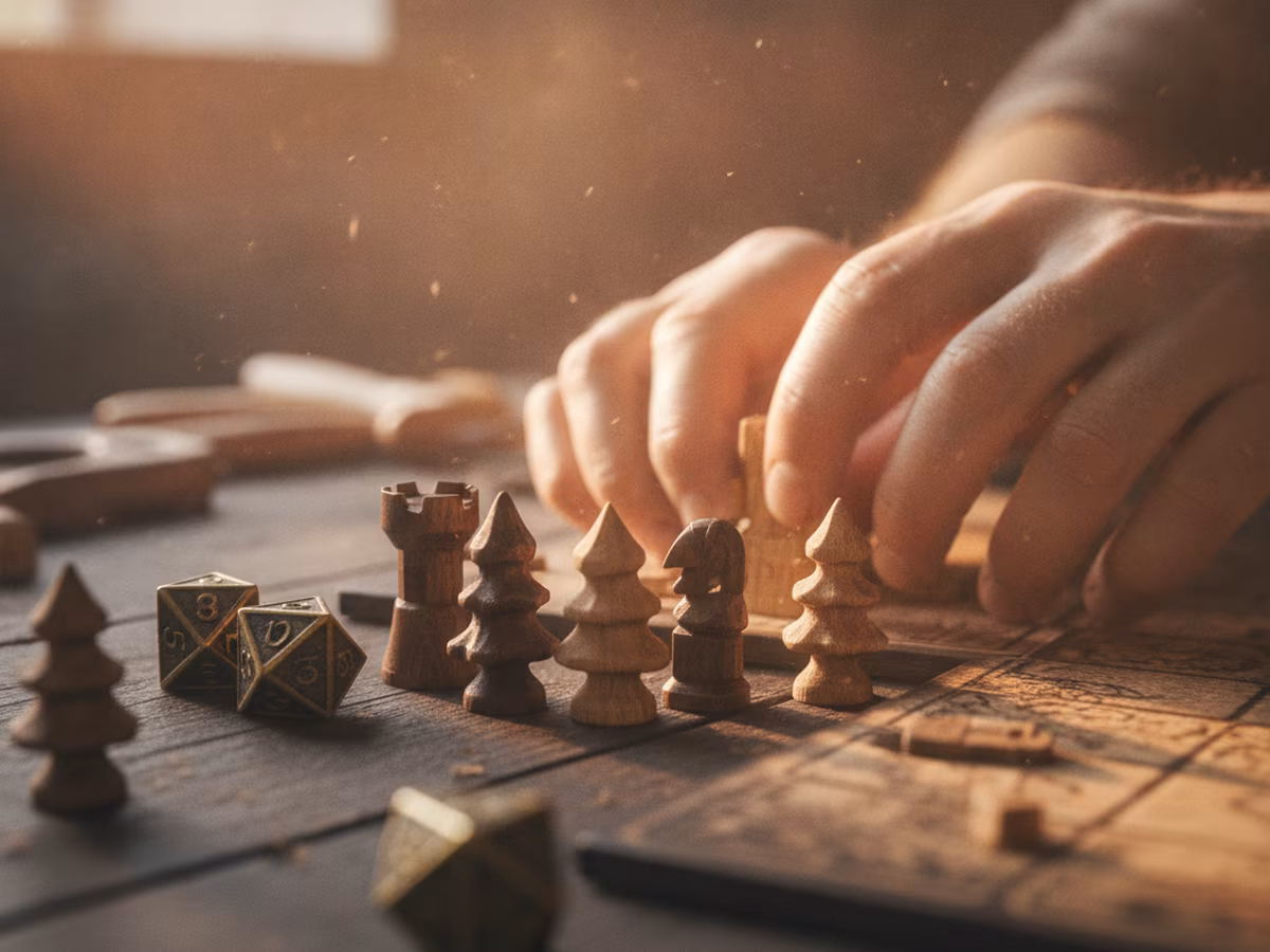 Craftsman finishing hand-carved wooden board game components